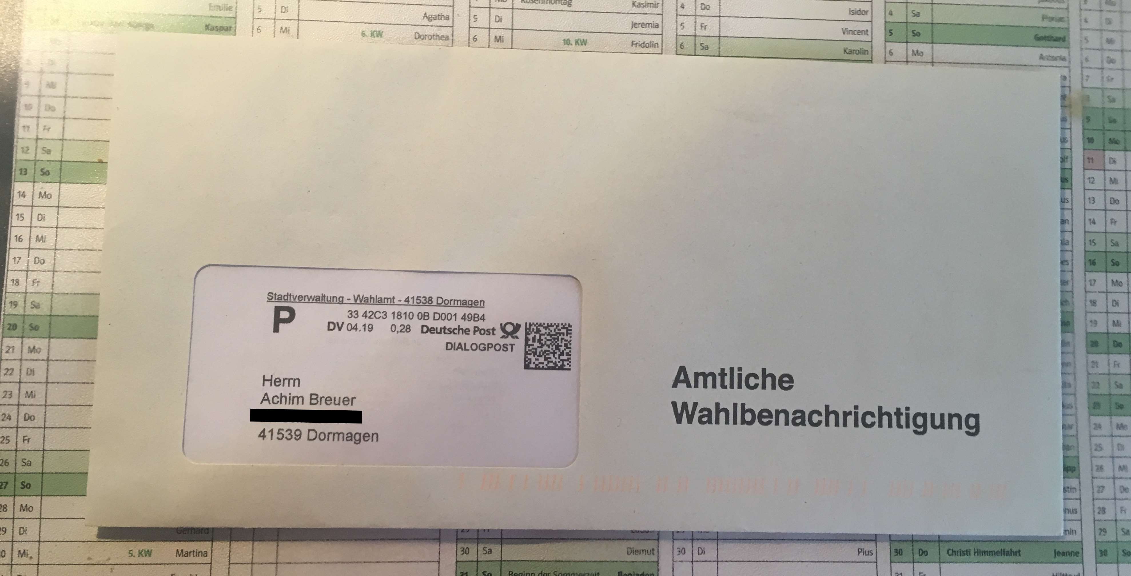 Europawahl 2019 Briefwahl