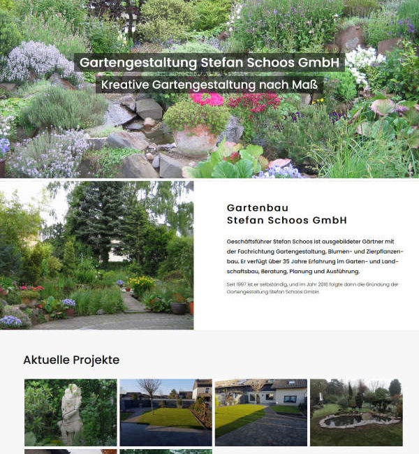 Webseite Gartengestaltung Stefan Schoos GmbH Dormagen Referenz