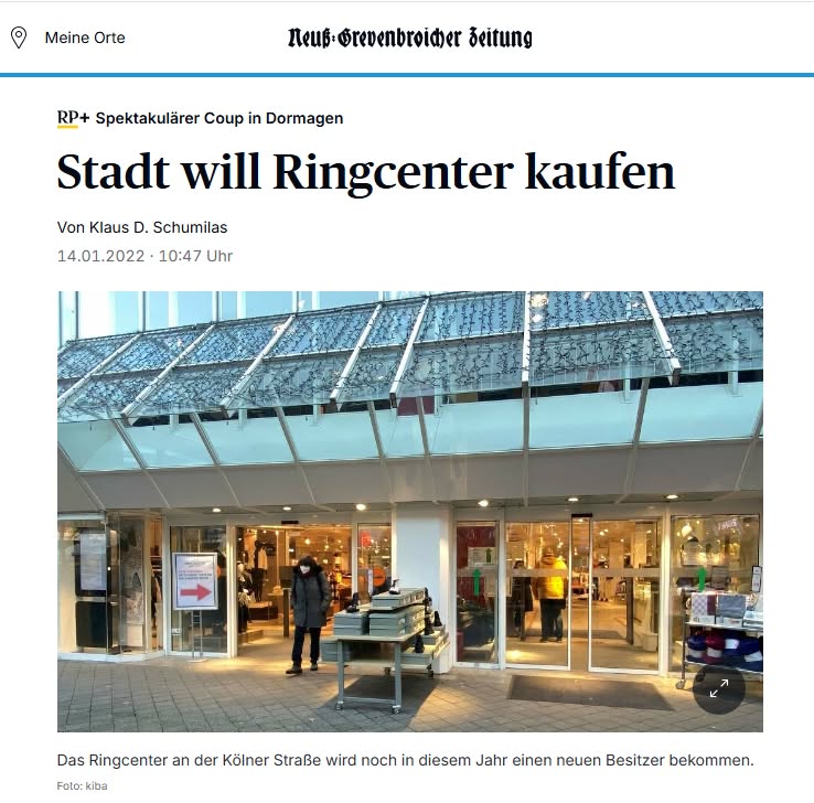 Stadt Dormagen kauft Ringcenter-Immobilie